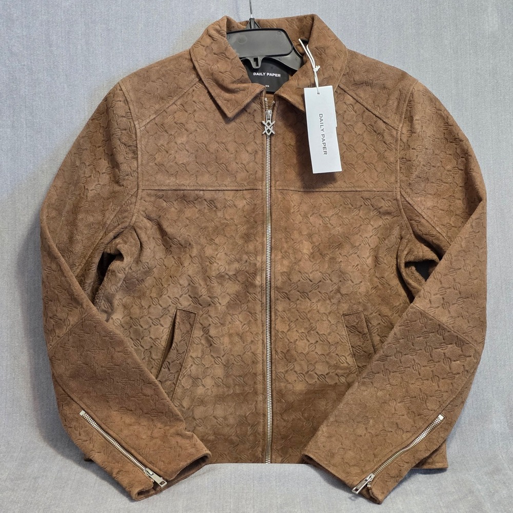 Daily Paper Camel Suede Leather Bomber Jacket XS Brown Beige 100% Buffalo NWT